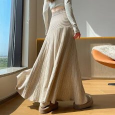 批发档口上新 2026年<b class='q'>夏</b>季新款女士高腰A字大摆针织半身长裙垂感裙子
