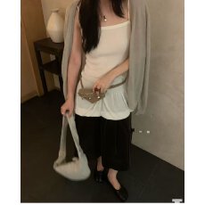 批发档口上新 2026夏季<b class='q'>新款</b>女装坑条针织<b class='q'>吊带</b><b class='q'>背心</b>拼接抽褶蓬蓬摆上衣