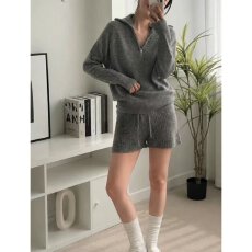 批发档口上新 2026年秋季新款<b class='q'>女</b><b class='q'>装</b>连帽针织套<b class='q'>装</b>长袖上衣短裤两件套
