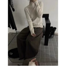 批发档口上新2026年秋季新款女装半高领木耳边修身针织打底衫<b class='q'>毛衣</b>薄款