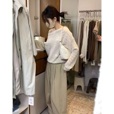 批发档口上新 2026年春秋季女装一字领落肩长袖针织衫<b class='q'>薄</b>款显瘦百搭