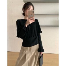 批发档口上新 2026<b class='q'>夏</b>季新款女装圆领修身斗篷披肩荷叶边针织衫上衣