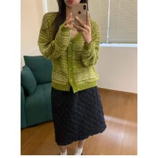 批发档口上新 2026春秋新款女装V领针织开衫宽松落肩条纹毛衣外套