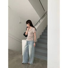 批发档口上新 2026年夏季新款女士修身荡领针织短袖上衣内搭<b class='q'>百搭</b>