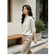 批发档口上新 2026年秋季新款女装宽松针织衫毛衣套头衫五分<b class='q'>袖</b><b class='q'>上衣</b>