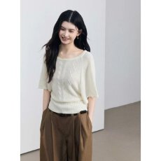 批发档口上新 2026年春秋季新款女士宽松落肩五分<b class='q'>袖</b>针织衫毛衣<b class='q'>上衣</b>