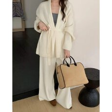 批发档口上新 2026年秋季新款女士慵懒风针织开衫阔腿<b class='q'>裤</b><b class='q'>套装</b>两件套