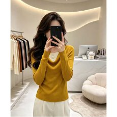 批发档口上新 2026年春秋新款女装V领<b class='q'>假两件</b>拼接针织衫长袖套头毛衣