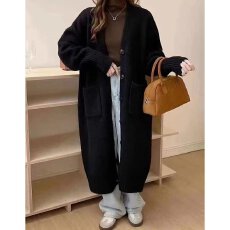 批发档口上新 2026年秋冬新款女装慵懒风宽松<b class='q'>中长款</b>针织开衫毛衣<b class='q'>外套</b>