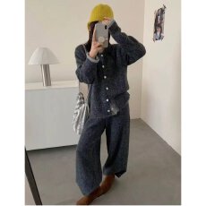 批发档口上新 2026年秋冬新款女<b class='q'>装</b>慵懒风针织开衫阔腿<b class='q'>裤</b><b class='q'>套装</b>毛衣