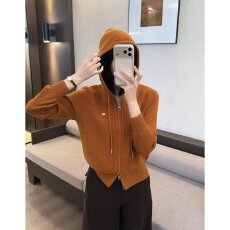批发档口上新 2026年秋季新款女装连帽针织开衫修身短款长袖拉链<b class='q'>外套</b>