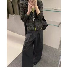 档口上新 2026年春秋新款女装假两件连帽条纹针织开衫毛衣