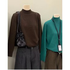 批发档口上新 2026年春秋季新款简约百搭半高领针织衫女宽松套头毛衣