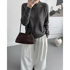 批发档口上新 2026年春秋新款女装宽松半高领罗纹针织衫套头毛衣百搭