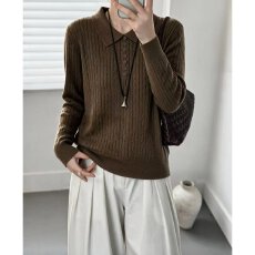 批发档口上新 2026年春秋季新款翻领绞花针织衫女宽松百搭套头毛衣