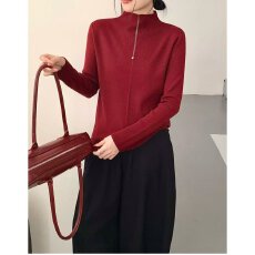 批发档口上新 2026年秋季<b class='q'>新款</b>女装半高领拉链针织衫修身长袖<b class='q'>毛衣</b>