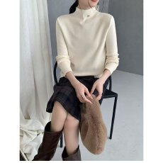 批发档口上新 2026年秋季<b class='q'>新款</b>女装半高领长袖针织打底衫修身套头<b class='q'>毛衣</b>