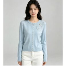 批发档口上新 2026年春秋<b class='q'>新款</b>女装珍珠领针织开衫长袖圆领软糯<b class='q'>毛衣</b>
