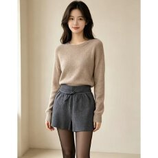 批发档口上新 2026年春秋季女装宽松落肩圆领长袖针织衫毛衣外穿百搭