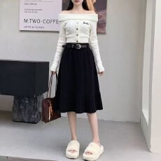 批发档口上新 2026年春秋季女装高腰A字中长款针织半身裙垂感百搭
