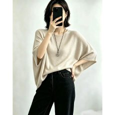批发档口上新 2026年<b class='q'>夏季</b>新款女装宽松蝙蝠袖薄款针织衫圆领套头毛衣
