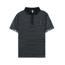 专柜品质新款高品质男士休闲T恤潮流百搭条纹翻领时尚短袖夏季