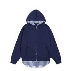 批发假两件连帽开衫卫衣男女款春季新款可选格子拼接<b class='q'>情侣</b><b class='q'>外套</b>