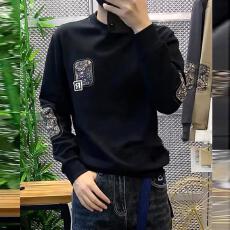 批发男士卫衣秋<b class='q'>冬</b>新款潮牌休闲加绒上衣男生潮流时尚圆领百搭印花长袖