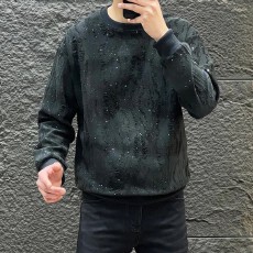 批发美式潮牌简约休闲满天星圆领加绒卫衣男长袖<b class='q'>冬</b>季新品宽松上衣