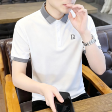 批发2026夏季新款男士撞色罗纹袖口翻领Polo衫纯色薄款<b class='q'>商务</b><b class='q'>休闲</b>短袖