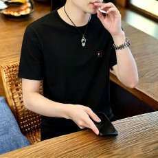 批发2026夏季新款时尚刺绣男士短袖上衣宽松透气<b class='q'>大码</b>圆领半袖<b class='q'>T</b><b class='q'>恤</b>