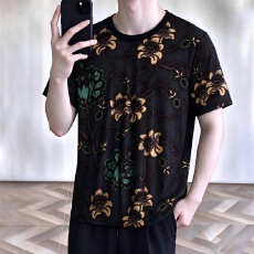 批发2026新款夏季男士欧货时尚圆领争艳百花<b class='q'>短袖</b>上衣轻薄半袖T恤