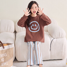 批发黛琳芬10-XXL码25款纯棉长袖儿童<b class='q'>睡衣</b>春秋女<b class='q'>童装</b>家居服