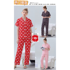 批发详情页多款印花-仿棉<b class='q'>短袖</b>长裤女士睡衣家居服-供打包按捆拿货