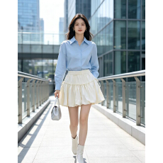 批发甜美<b class='q'>百搭</b>蝴蝶结花苞裙女2026秋上新高腰A字蓬蓬裙