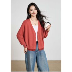 批发档口上新 2026年秋季新款女装V领宽松针织开衫长袖短款毛衣<b class='q'>外套</b>