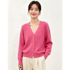 批发档口上新 2026年春秋新款女装V领单排扣针织开衫短款长袖毛衣<b class='q'>外套</b>