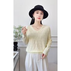 批发档口上新 2026夏季新款女装V领长袖<b class='q'>针织衫</b><b class='q'>薄款</b>软糯套头毛衣百搭