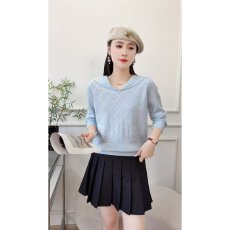 批发档口上新 2026年夏季新款女装翻领菱格纹<b class='q'>针织衫</b>长袖套头毛衣<b class='q'>薄款</b>