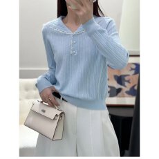 批发档口上新2026夏季新款女装海军领蕾丝花边针织套头衫<b class='q'>薄款</b>长袖上衣