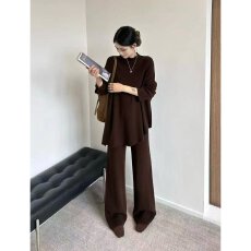 批发档口上新 2026年秋冬新款女<b class='q'>装</b>针织两件套宽松半高领上衣阔腿<b class='q'>裤</b>