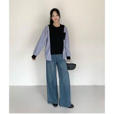 批发档口上新 2026年秋季新款<b class='q'>女</b>装拼接条纹长袖<b class='q'>套头卫衣</b>宽松圆领上衣