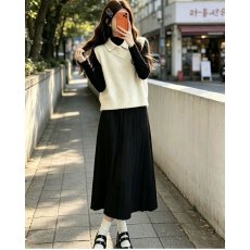 批发档口上新 2026年秋季新款女装针织马甲两件套百褶<b class='q'>半身裙</b>套装
