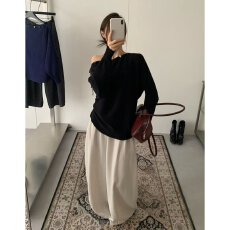 批发档口上新 2026年秋季新款女装宽松落肩圆领针织套头衫中长款<b class='q'>毛衣</b>