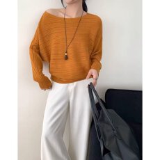 批发档口上新 2026年秋季新款女装宽松落肩一字领镂空<b class='q'>针织衫</b><b class='q'>毛衣</b>