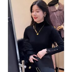 批发档口上新 2026年秋季女装半高领珍珠扣针织打底衫修身长袖<b class='q'>毛衣</b>