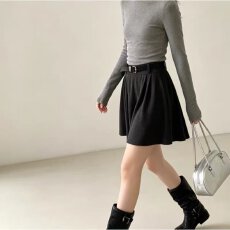 批发档口上新 2026年<b class='q'>春</b>秋季女装高腰A字百褶短裙显瘦半身裙配腰带