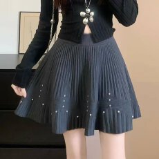 批发档口上新 2026年<b class='q'>春</b>秋季女装高腰百褶针织半身裙A字短裙显瘦百搭