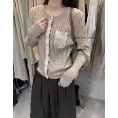 批发档口上新 2026年秋季老钱风拼接针织开衫女圆领长袖修身毛衣<b class='q'>外套</b>