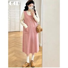 批发档口上新 2026年春秋新款女装针织背心裙两件套宽松<b class='q'>中长</b>款<b class='q'>连衣裙</b>